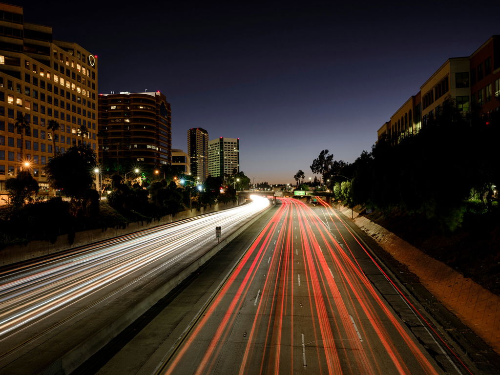 Photograph of traffic trails in the city - Street and cityscape photographer Jordan Saunders uses the FUJINON GF30mmF3.5 R WR to photograph LA