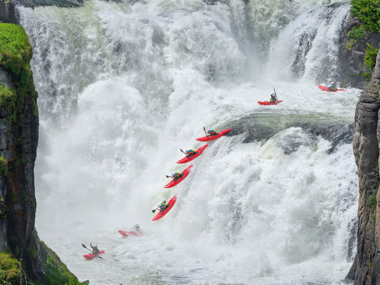 JT Hartman kayaking Lower Mesa Falls on the Henry's Fork River in Idaho.