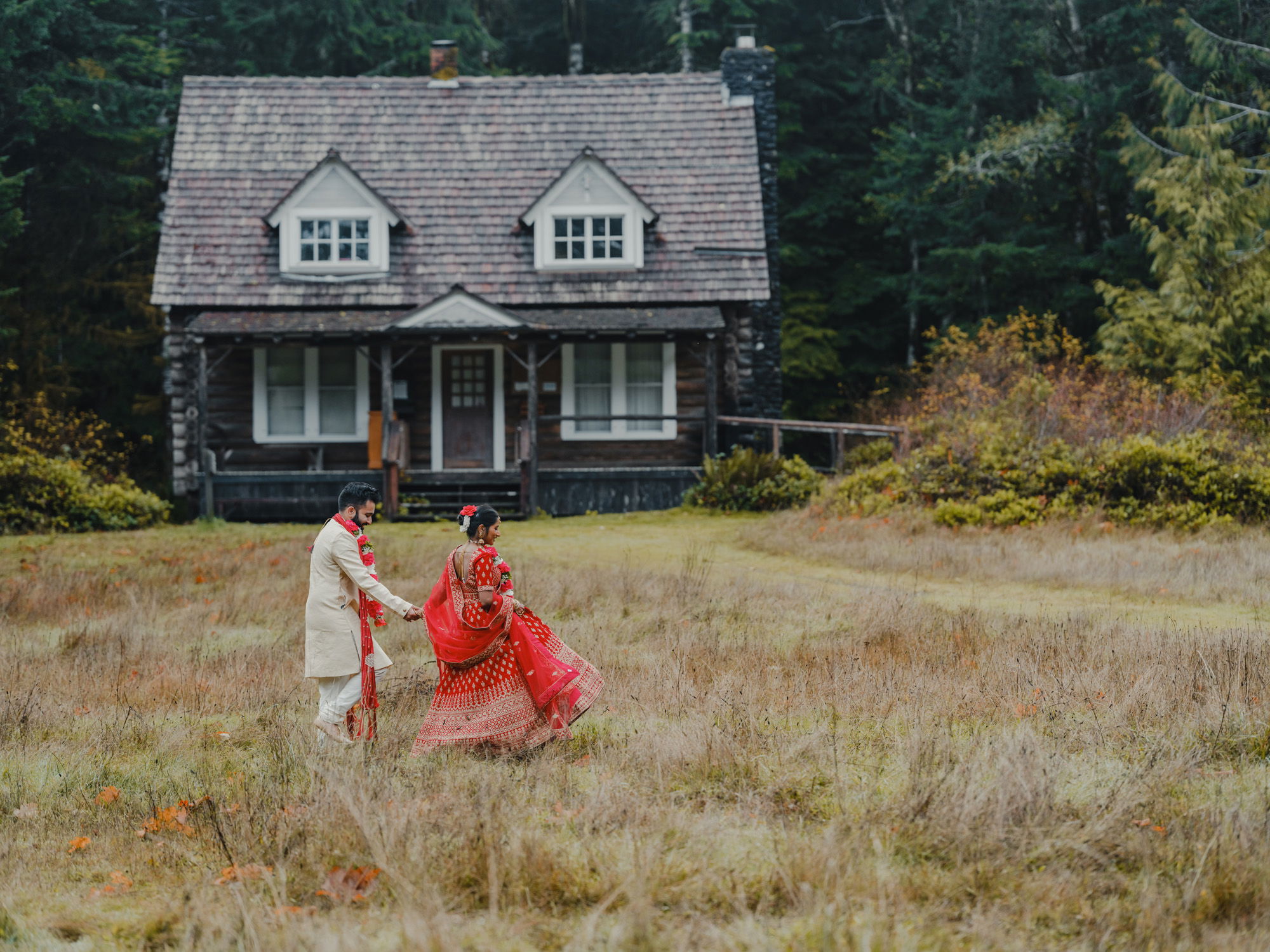 An Indian bride leads her groom during their elopement