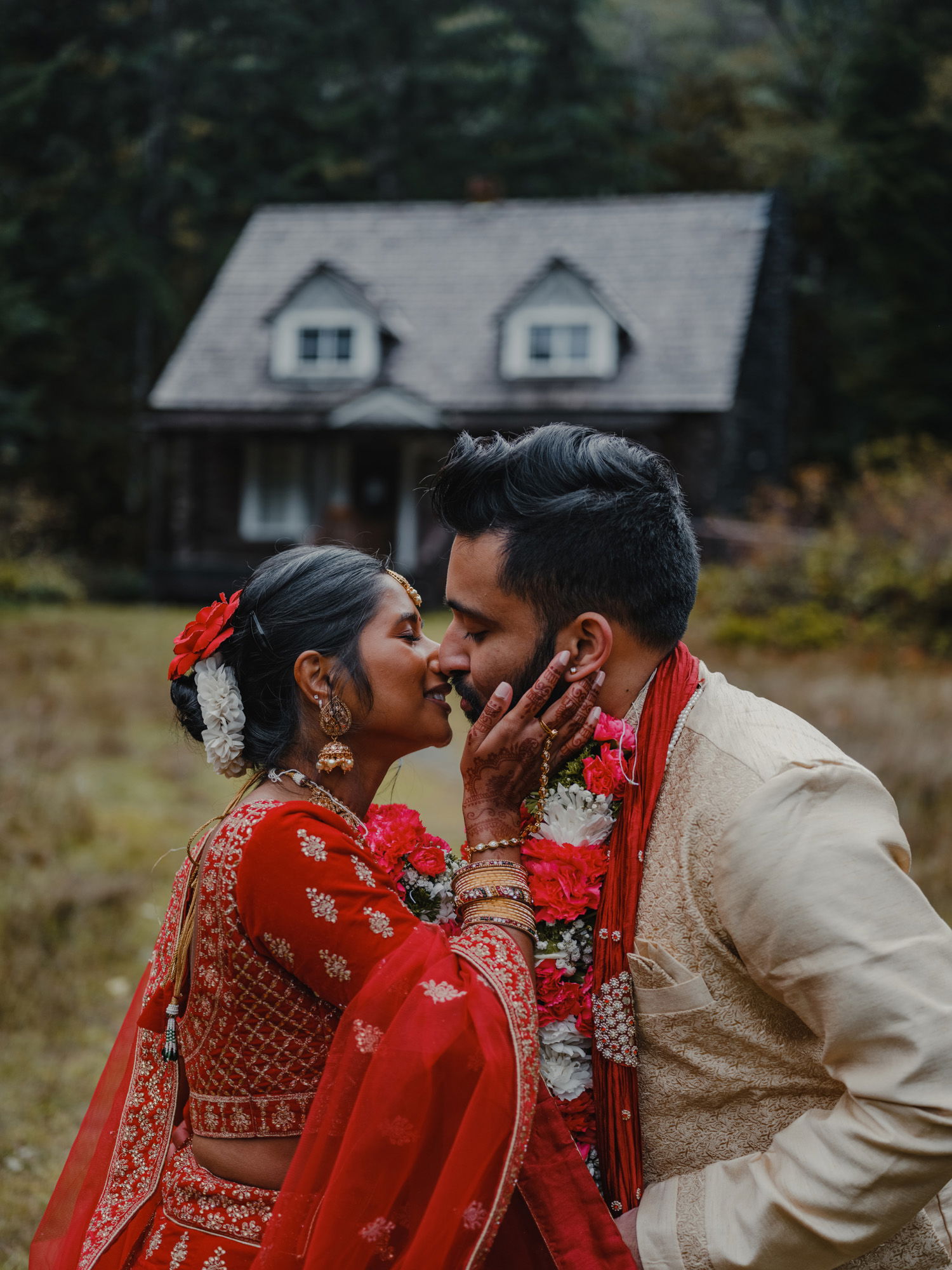 An Indian share a kiss during elopement