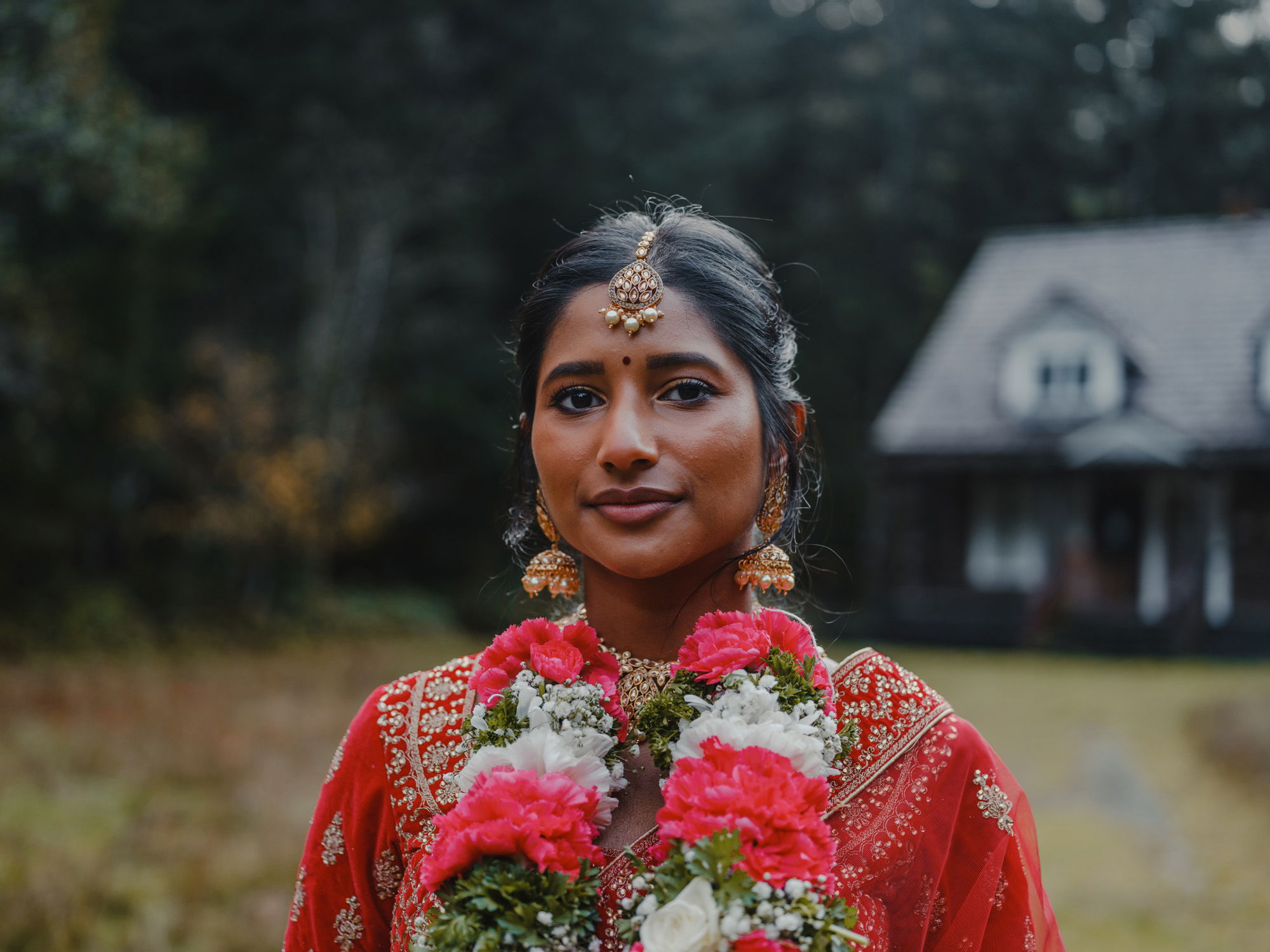 An Indian bride pauses for portrait during elopement