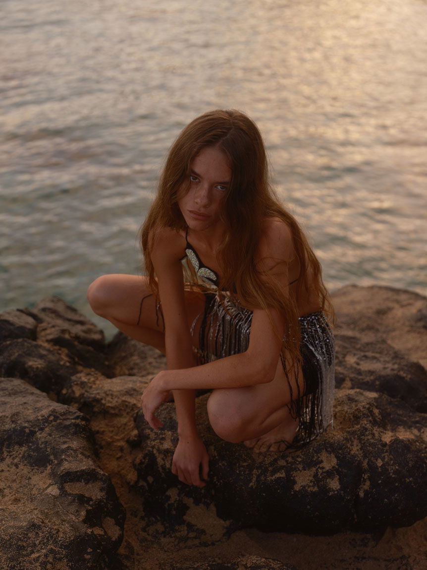 Perched on a rock on the edge of the sea