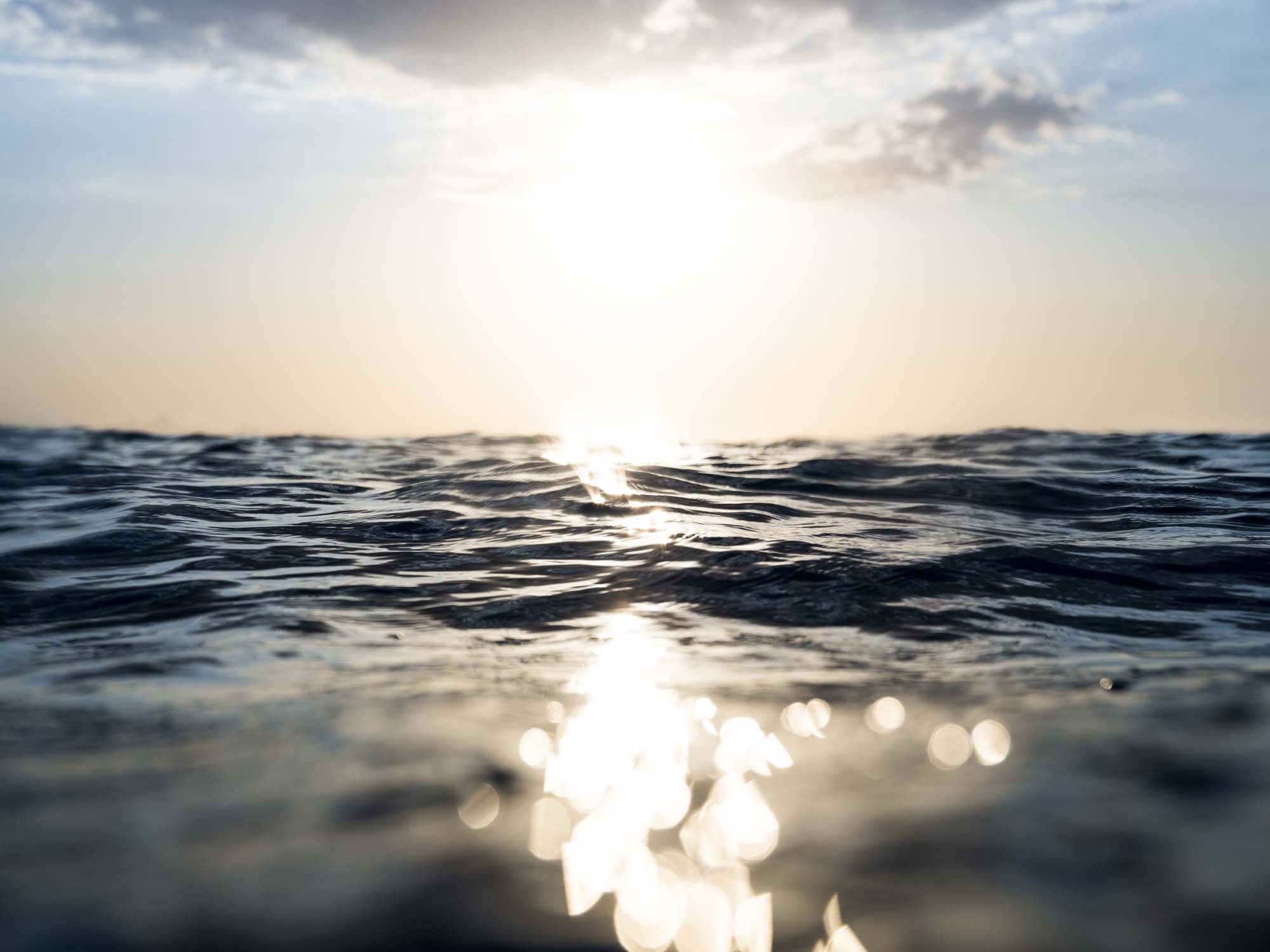 Sun glistening on the ocean