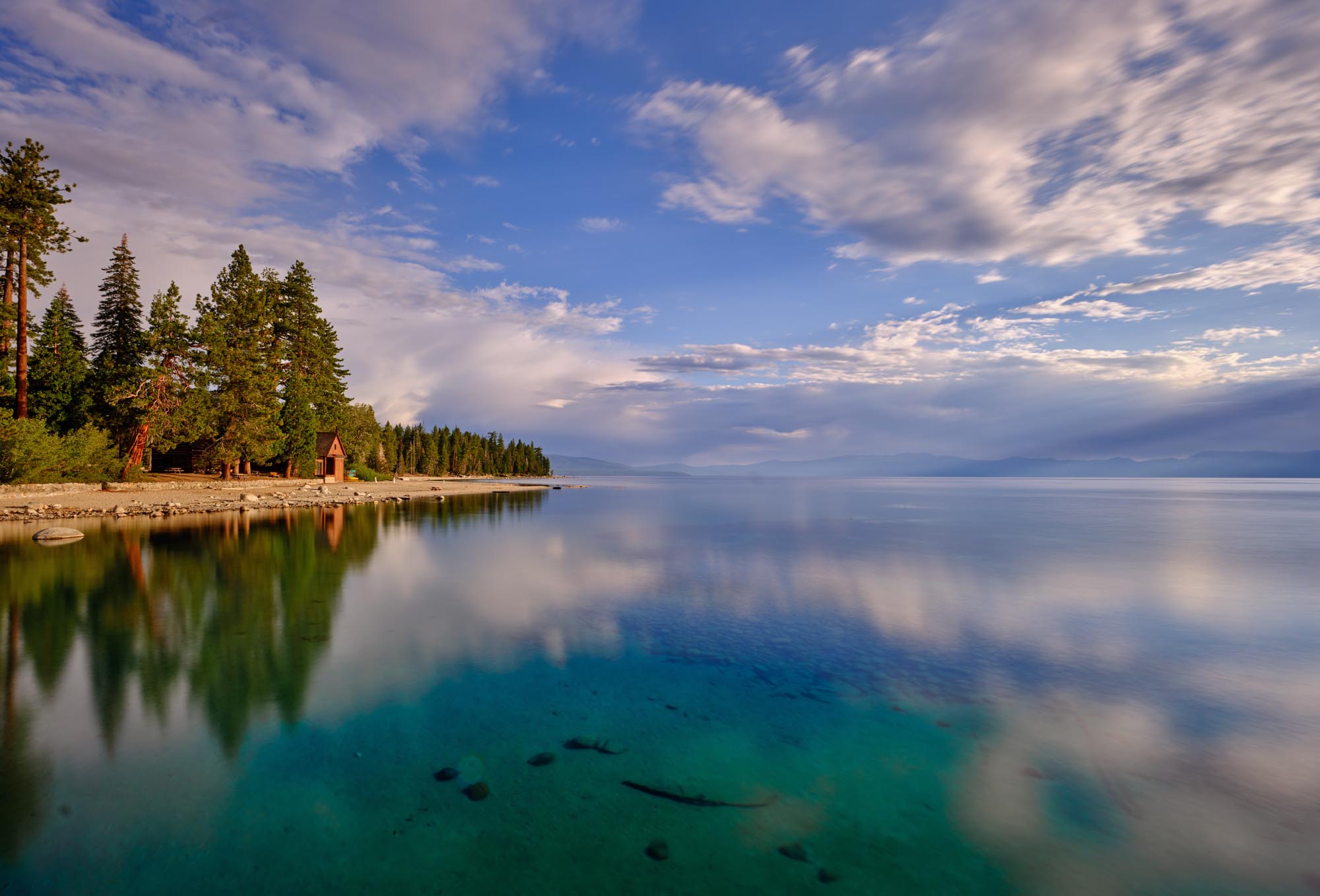 An impressionistic shot of Lake Tahoe's skies and waters