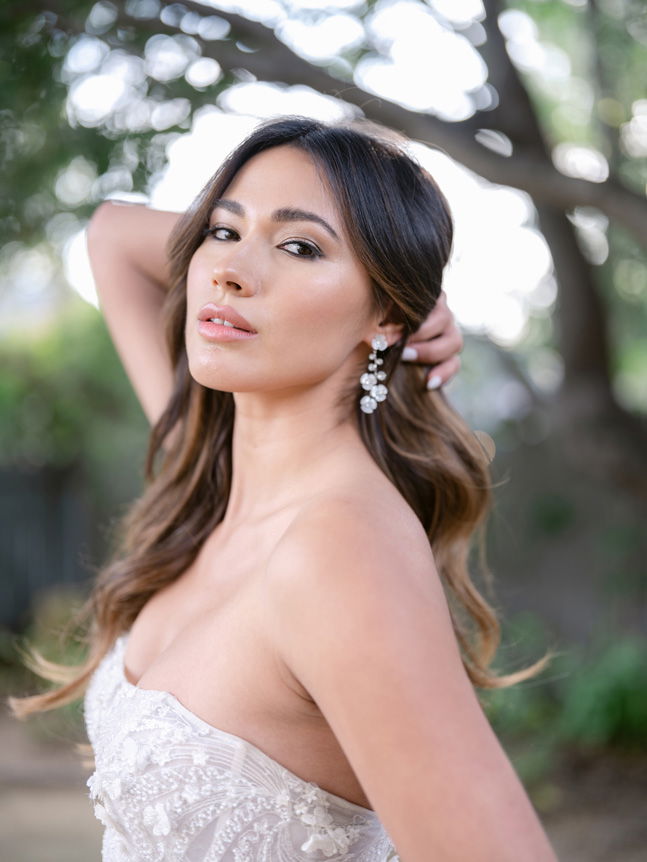Bride in wedding dress posing for portrait photo