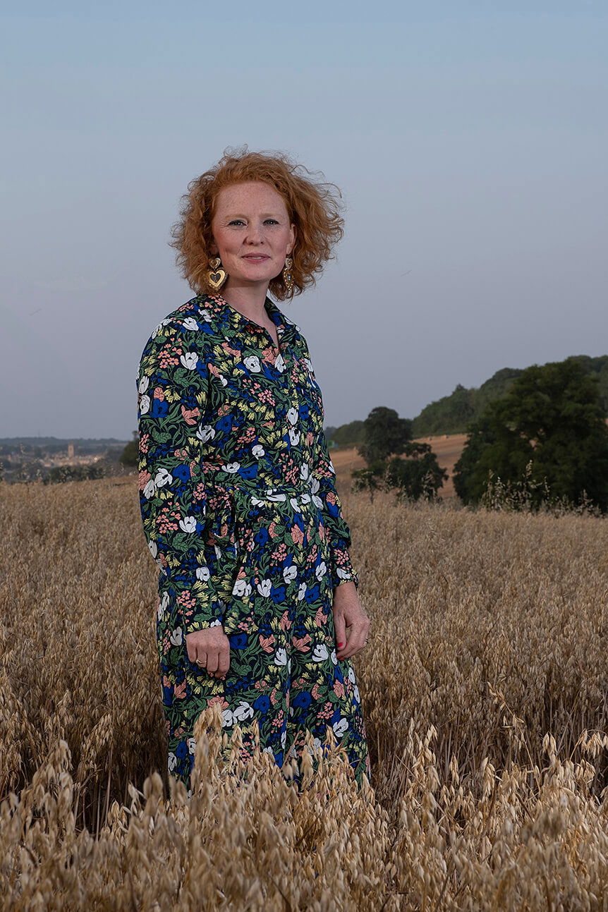 Portrait of woman in wheat field with 1:1 lighting ratio